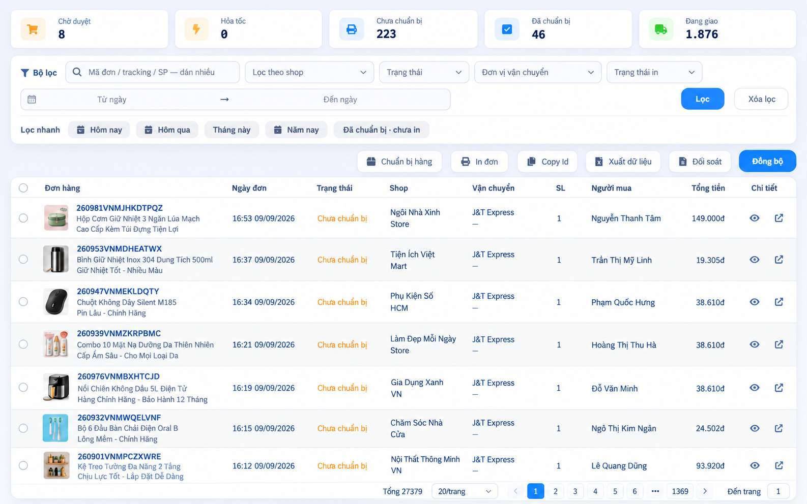 Đơn hàng TikTok Shop – giao diện Shop Manager