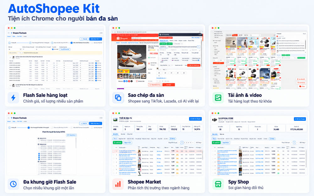 Tổng quan tính năng AutoShopee Kit – giao diện Extension