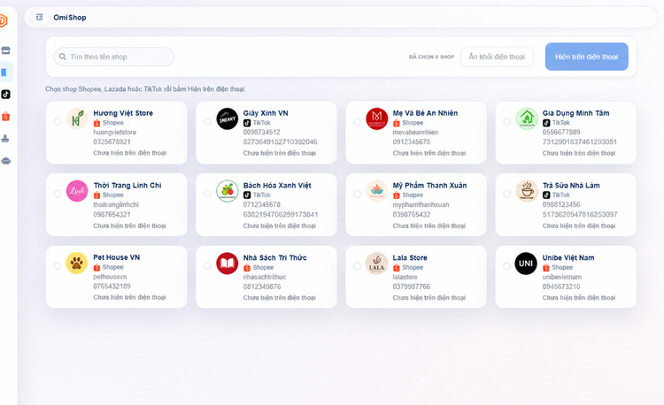 Đồng bộ shop lên điện thoại – màn hình Shop Manager